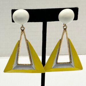 Vintage yellow door knocker earrings